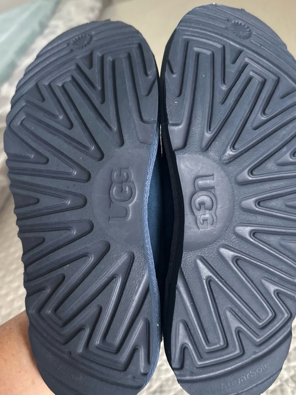 UGG Kids Navy Blue Moccasin Slippers